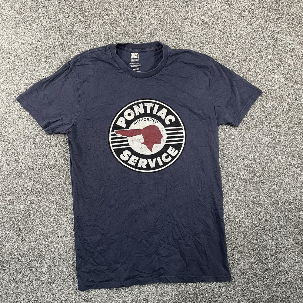 GM Pontiac Service Men's Medium Navy Blue Graphic T Shirt General Motors